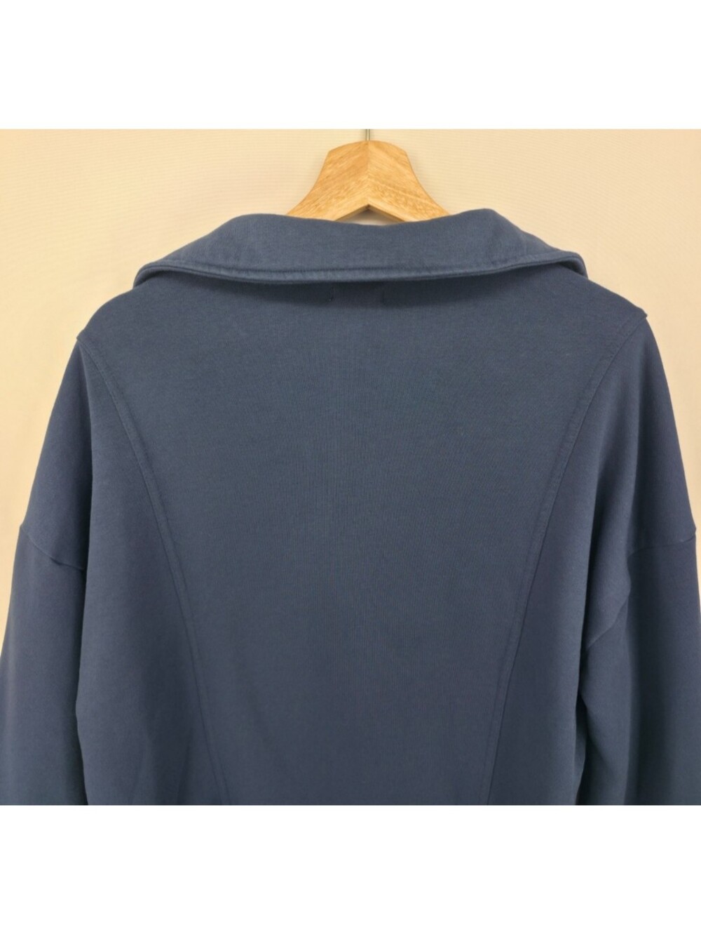 Pilcro Johnny Collar Pullover Navy Oversized Sweatshirt Anthropologie Size Large - Picture 8 of 12